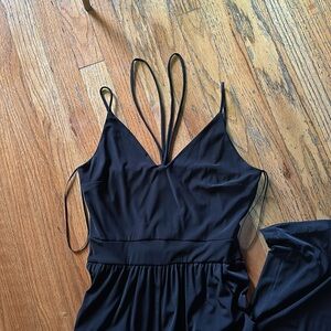 Kaileigh black long leg romper